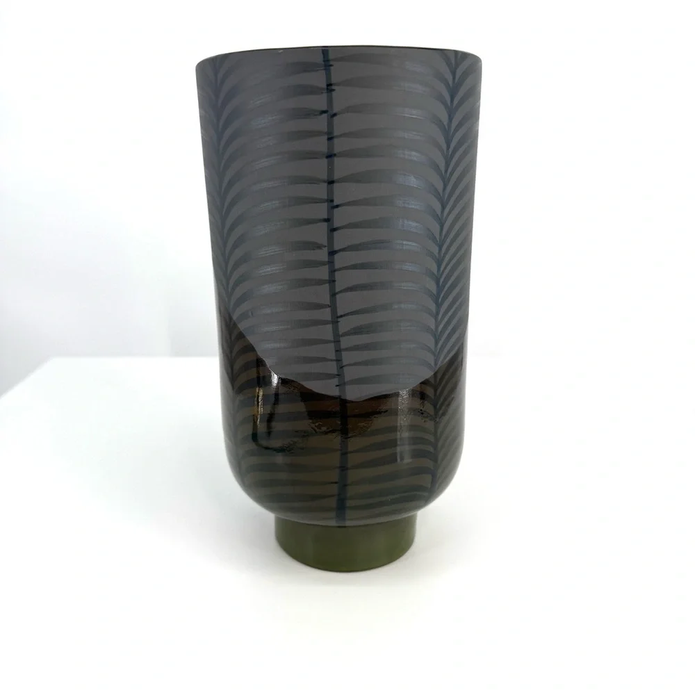 West Elm Green Carla Peters Modern Fern Leaf Glazed Vase NWT